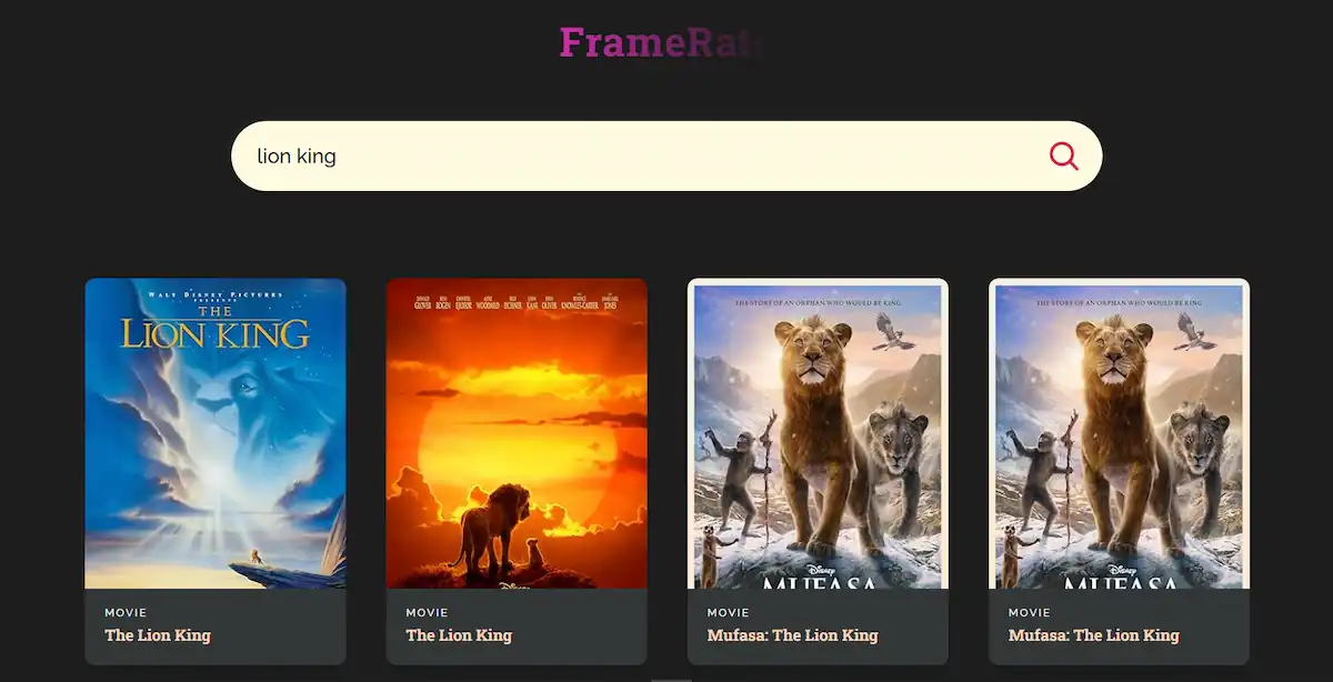 Framerates movie search app